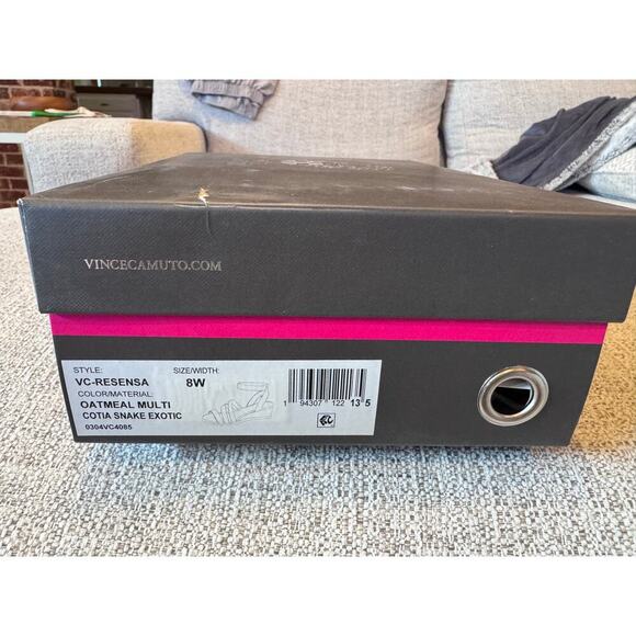 Vince Camuto Resensa Oatmeal Multi Snake Exotic Beige Wedge Shoe Sandal Sz 8W - Picture 9 of 10